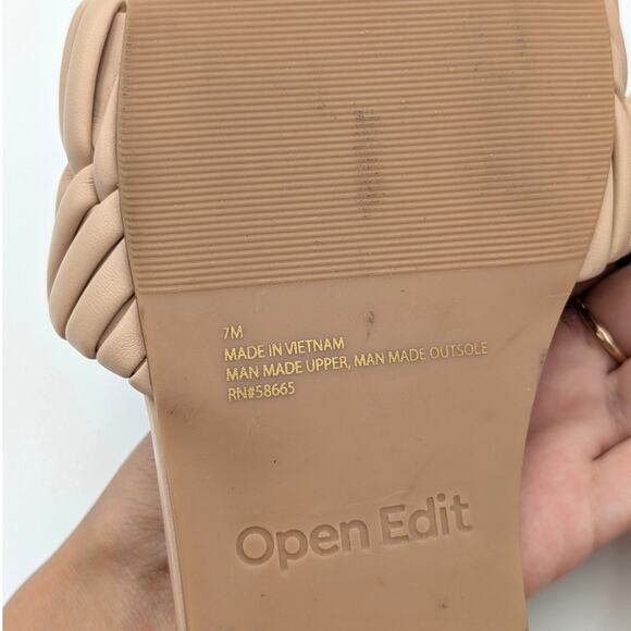 Open Edit Linx Slide Sandal Women's Woven Vamp Strap Beige Size US7M EU38 - Picture 9 of 10